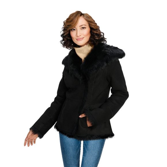 UGG Karlene Toscana Shearling Black Jacket - Women's - Picture 1 of 5